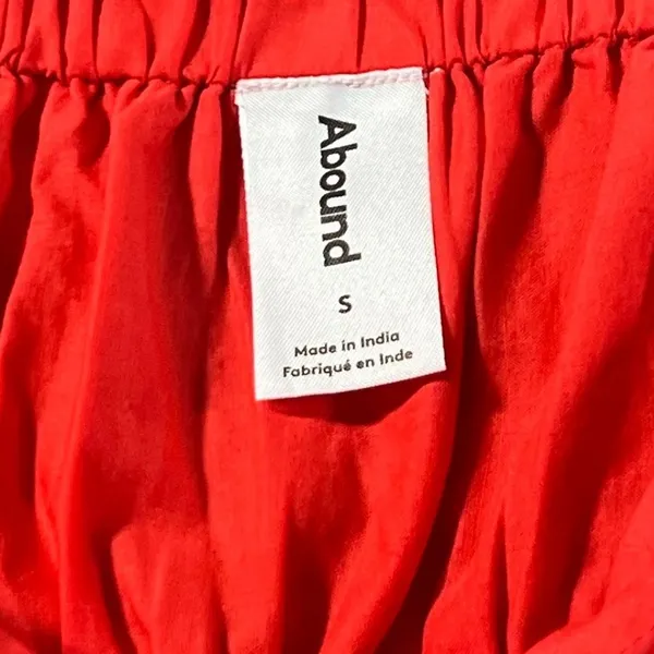 Abound Babydoll Dress Womens Small Red‎ Puff Sleeve Square Neck Cotton Mini - Image 3