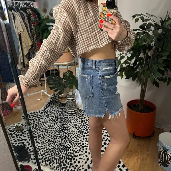 Urban Outfitters Out From Under Alice Tie-Front Top Brown Gingham Size Small - Image 3