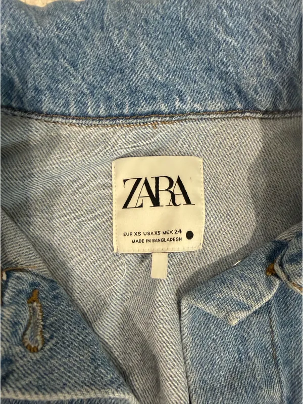 ZARA Jean Jacket Cropped Blue - Image 3