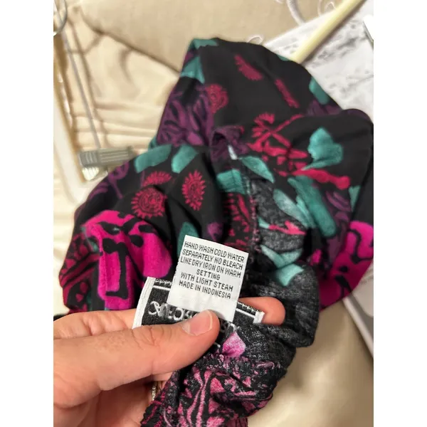 California Krush Womens Floral Mandala 2 Piece Set Black Magenta Rayon Small - Image 9