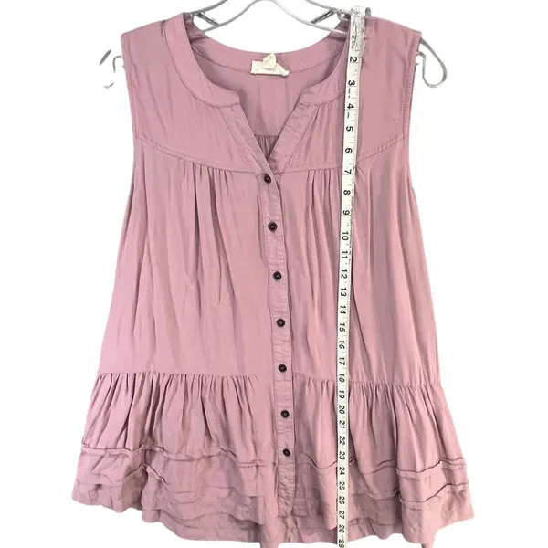 Entro Tunic Tank‎ Top Womens S Pink Sleeveless Button Down Tiered Soft Babydoll - Image 8
