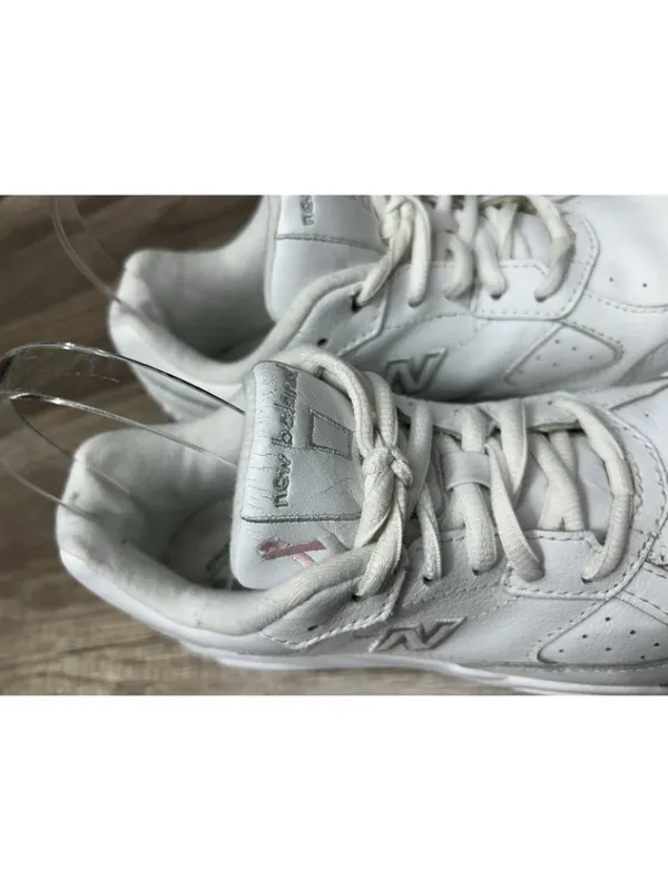 New Balance 574 Sneakers Women’s 7.5 White Breast Cancer Awareness Walking Shoes - Image 2