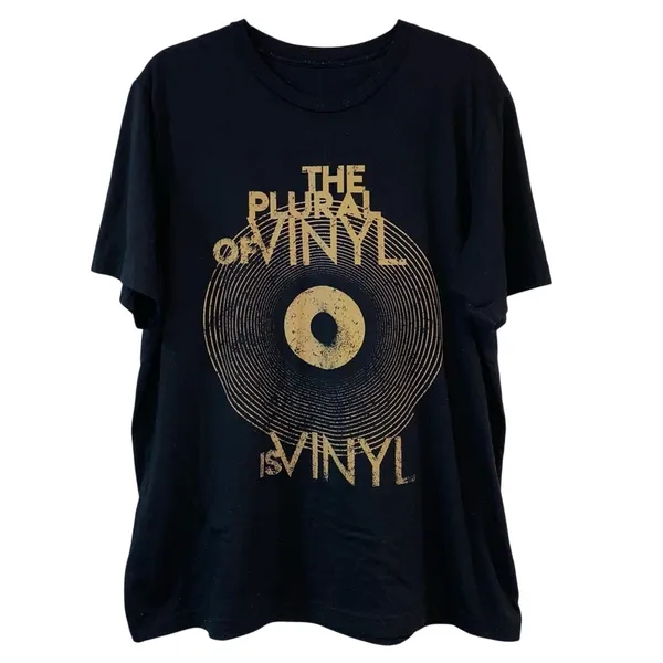 Graphic Vinyl Record T Shirt Black Oversized Music Tee‎ Unisex Band Style - Image 2