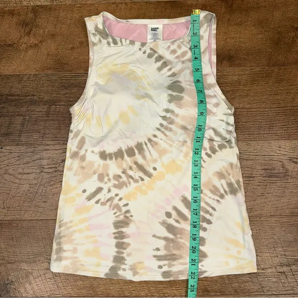 Lands' End Womens Chlorine Resistant High Neck Tankini Swim Top White Tie Dye - Image 10