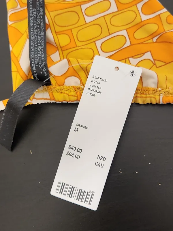 Out From Under Urban Outfitters Orange Retro Print Bikini Top Size Medium NWT - Image 6