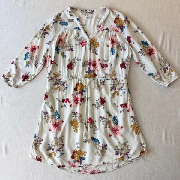 O'Neill floral boho peasant mini dress 3/4 sleeve‎ festival cottagecore medium - Image 7