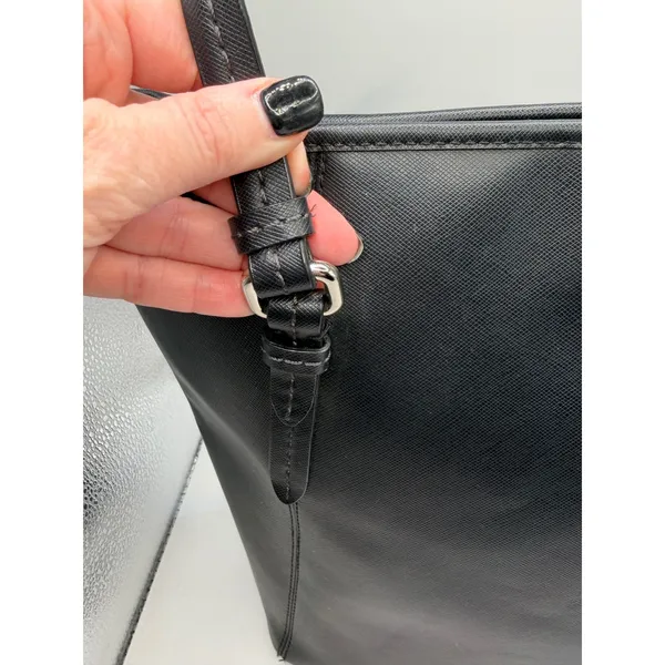 Coach Purse Black‎ Peyton Saffiano Leather Zip Top Tote Shoulder Bag Logo Charm - Image 7