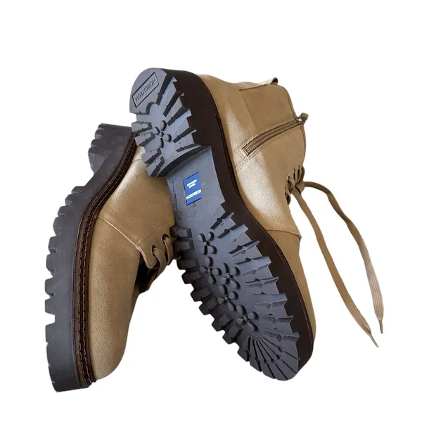 NEW NORDSTROM Moonie Water Resistant Leather Combat Boot In Beige Sand - Image 10