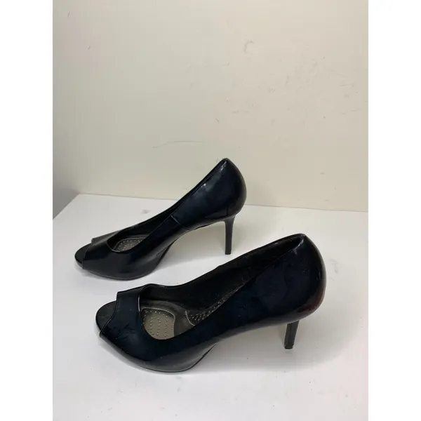 Dexflex Comfort Klue Womens Size 6.5 Open Toe Heel Shoes Black Shiny - Image 3