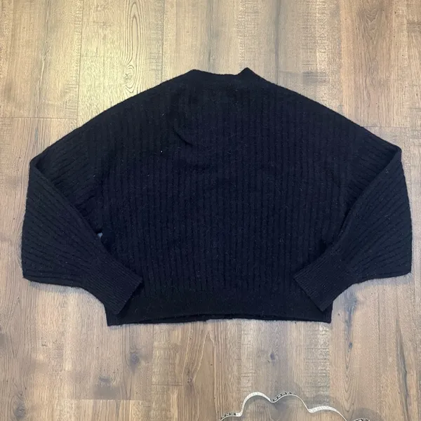& OTHER STORIES Balloon Sleeve Wool Alpaca Cardigan Sweater Oversized Navy‎ sz S - Image 8
