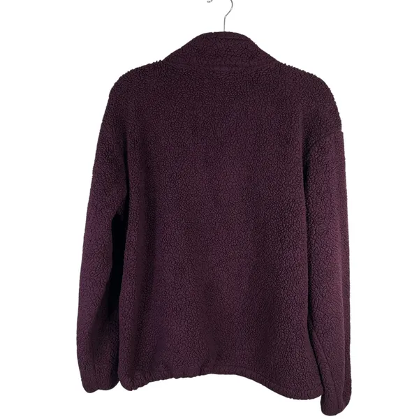 PINK Victoria's Secret Sherpa Fleece Pullover Jacket Purple -Sz. Medium - Image 5