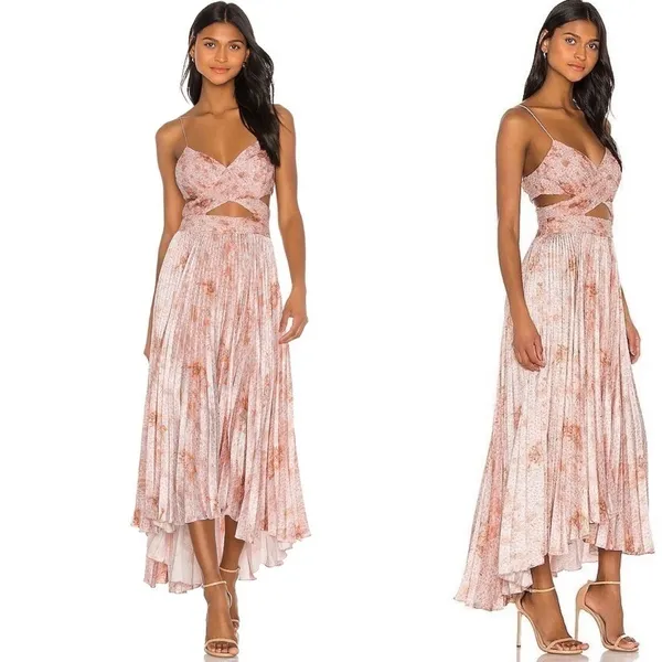 AMUR Lumi‎ Pleated Cutout Dress Peach Cheetah 6 NWT - Image 9