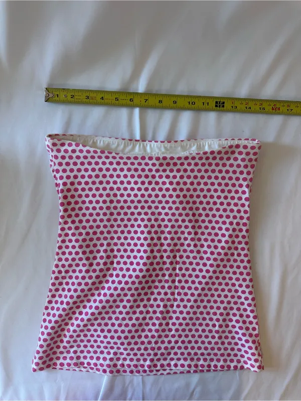 Pink Polka Dot Strapless Tunic Top - Image 2