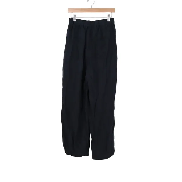 Navy Blue Wide Leg Pleated Trousers High Waist Elastic Back Pants Size L - Image 4