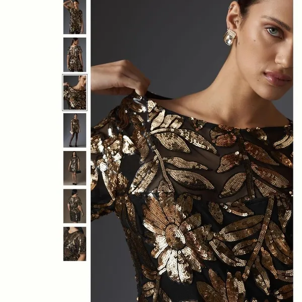 Anthropologie Short-Sleeve Sheer Embellished Mini Dress - Image 5