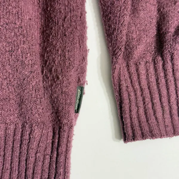 Eddie Bauer Womens Plum Purple Quarter Zip Pullover Sweater Large Wool‎ Blend - Image 7