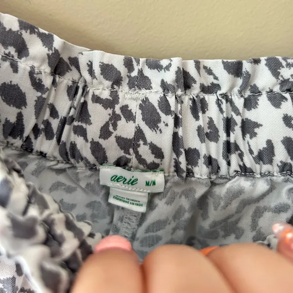 Aerie High Waist Leopard Print Shorts - Black and White - Image 3