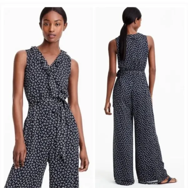 Point Sur x J.Crew Floral Wide Leg Jumpsuit Sz14 - Image 2