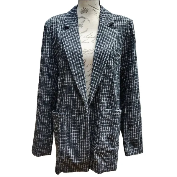Sanctuary NWT Checked Johnnie Oversized Blazer Coat Sportcoat‎ in Black Large - Image 4