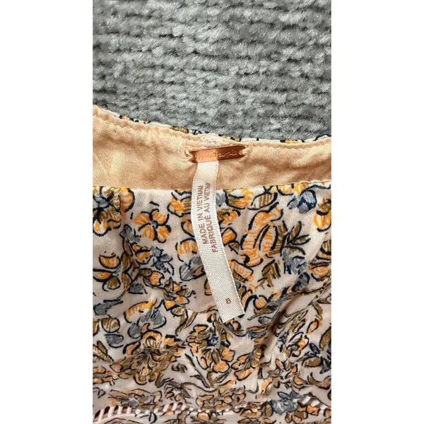Free People Women Dress 8 Ivory Combo Flower Field Floral Ruffle Mini OB1017745 - Image 5