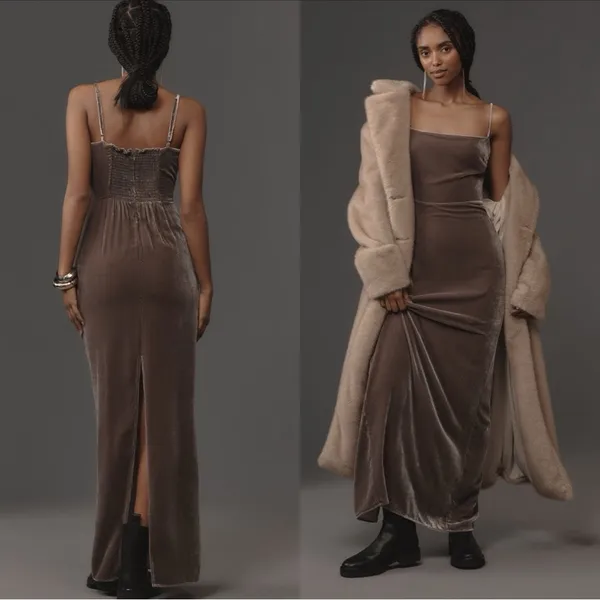 NWT REFORMATION Frankie Velvet Maxi Gown Dark Gray Dress Sz 8 - Image 6