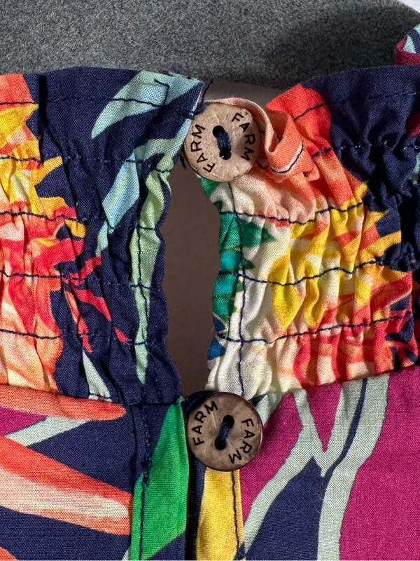 FARM Rio for Anthropologie Aves‎ Mini Dress Tropical Parrot Print Belted Size XS - Image 11