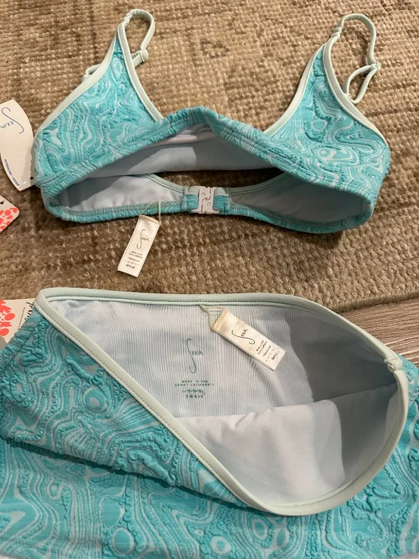 SEEA x Free People Maggie Bikini Top with Flor Bottom in Disco Blue Medium/Small - Image 5