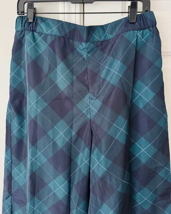 Anthropologie Maeve Taffeta Cropped Plaid Wide-Leg Pants, Size M - Image 8