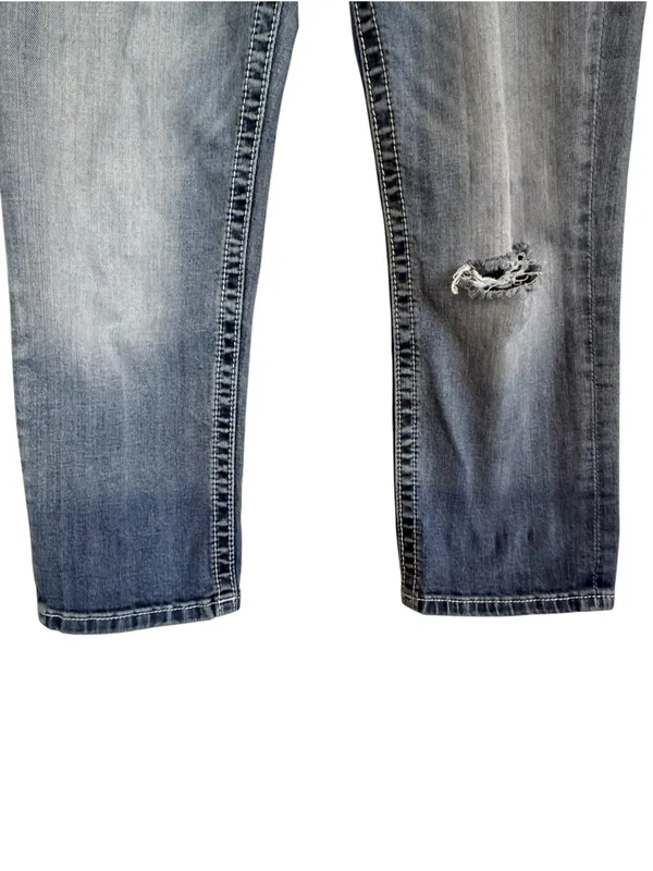 Miss Me Signature Cuffed Capri Jeans Womens 30 Rhinestone Flap Pocket Y2K - Image 2