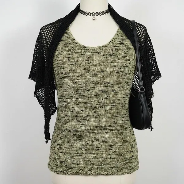 Sigrid Olsen M Knit Tank Top Green Grunge Indie Artsy Boho Alt Minimalist‎ Y2K - Image 2