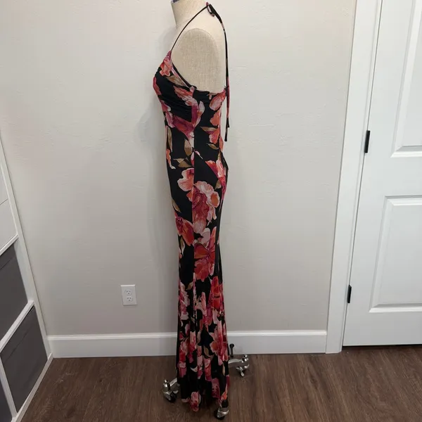 Windsor S Maxi Dress Malia Halter Floral Mesh Mermaid Ruched Formal Event Guest - Image 6