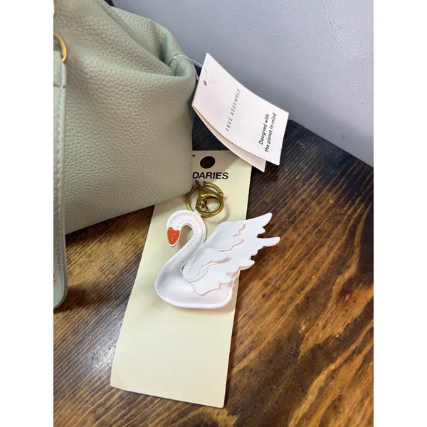 Free Assembly Sage Green‎ Faux Leather Clutch Handbag And Bag Charm - Image 5