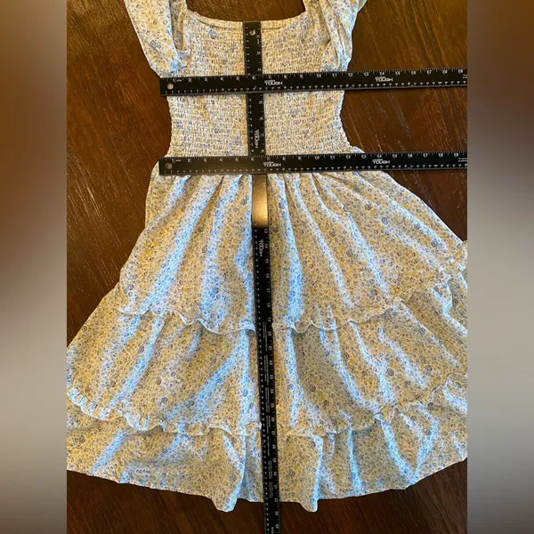 Boho Dress Feminine Floral with Smocked Bodice Medium Cottage Prairie - Image 8
