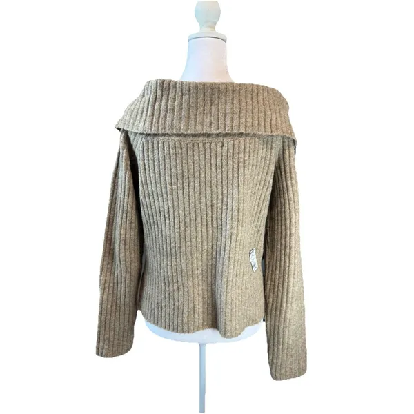 Juniors' SO Sweater Size L Beige Off-The-Shoulder Long Sleeve NWT Women's - Image 3