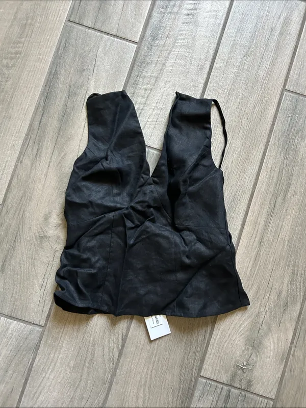 Reformation evette linen top in black - Image 2