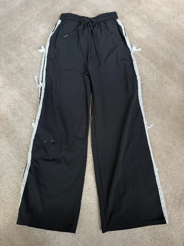 Free Haven Black Wide Leg Lace Trim Pants Size M - Image 2