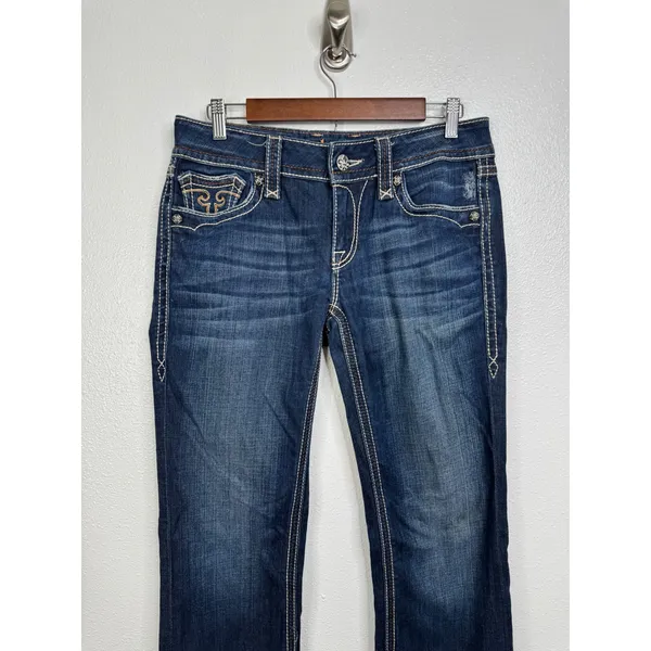 Rock Revival Debbie Bootcut Jeans Dark Wash Embroidered‎ Flap Pocket Size 30 - Image 3