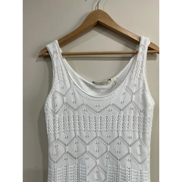 Soft Surroundings White Coastal‎ Crochet Knit Sleeveless Midi Dress Medium - Image 3