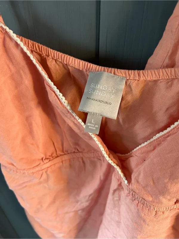 Banana Republic Soft Peach Pink Cami & Shorts Summer Sleep Set | Size Large - Image 3