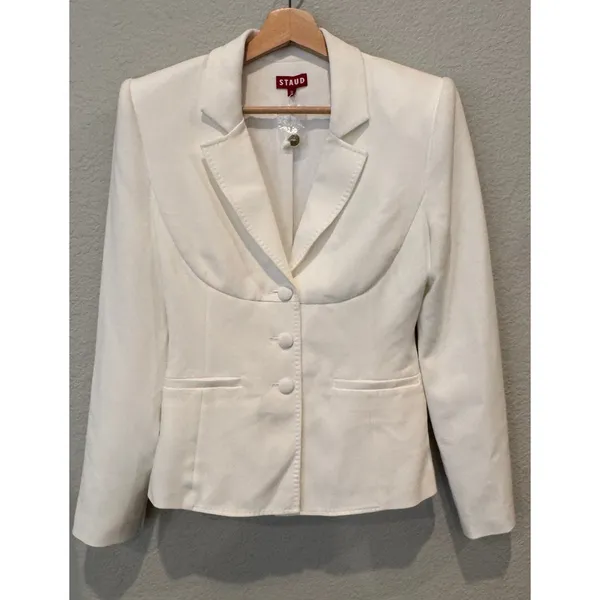 NEW STAUD Carson Paneled Stretch-Crepe Blazer Size Medium - Image 11