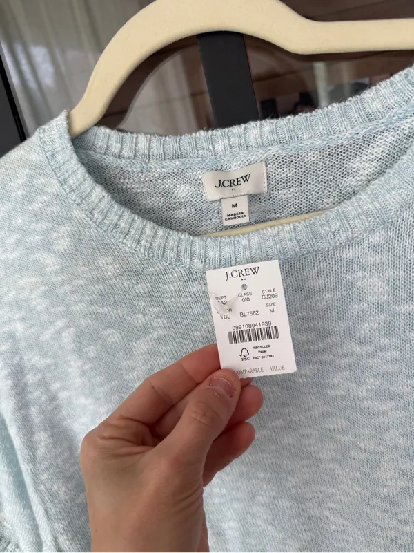 NWT J. Crew Short sleeve knit sweater top relaxed beach tinsel blue crewneck - Image 3
