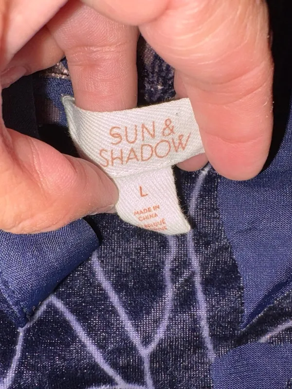 Sun & Shadow Navy Floral High-Neck Velvet-Print Dress - Image 2