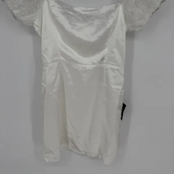 Lulus Precious Enchantment White Satin Floral Puff Sleeve Mini Dress‎ Size S - Image 7