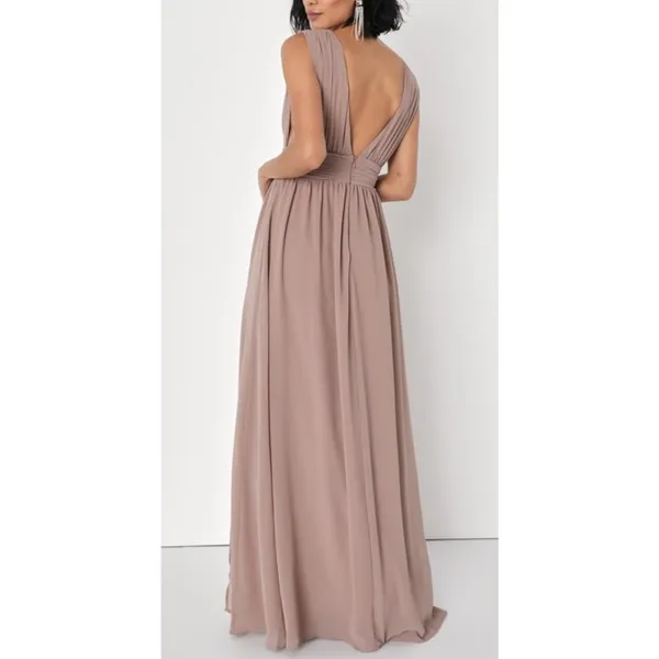 Lulu's Heavenly Hues Taupe Blush‎ Gown Maxi Long Dress MEDIUM NWT Formal - Image 5