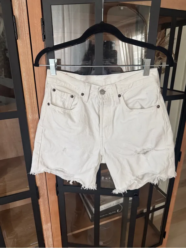 Levi’s 501 Original denim Shorts high waisted jean Disco Nights revolve raw hem - Image 5