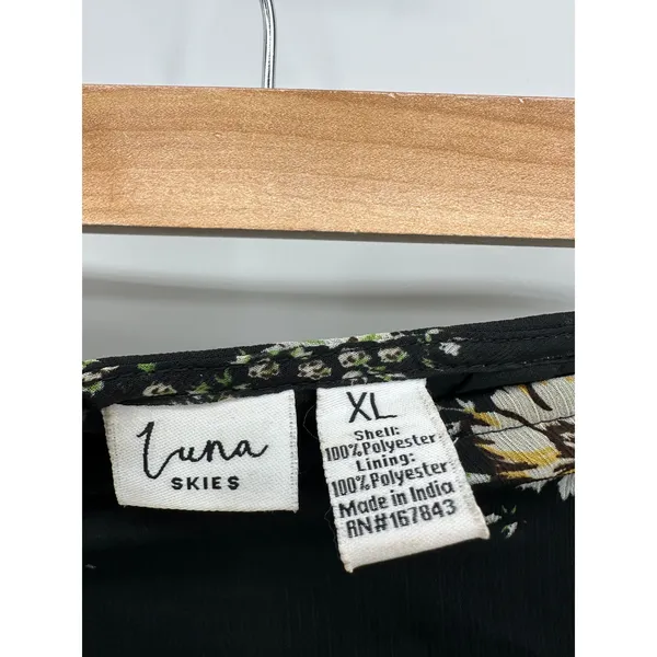 Luna Skies Y2k Floral Midi Skirt Women‎ Sz XL Black Feminine Dark Fairy Coquette - Image 6