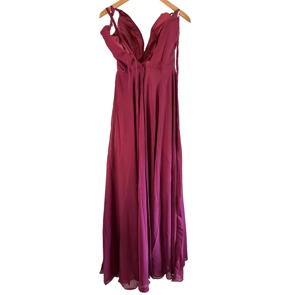 Chiffon Maxi Dress Formal Gown‎ Bridesmaid Dress Sleeveless Purple - Image 2