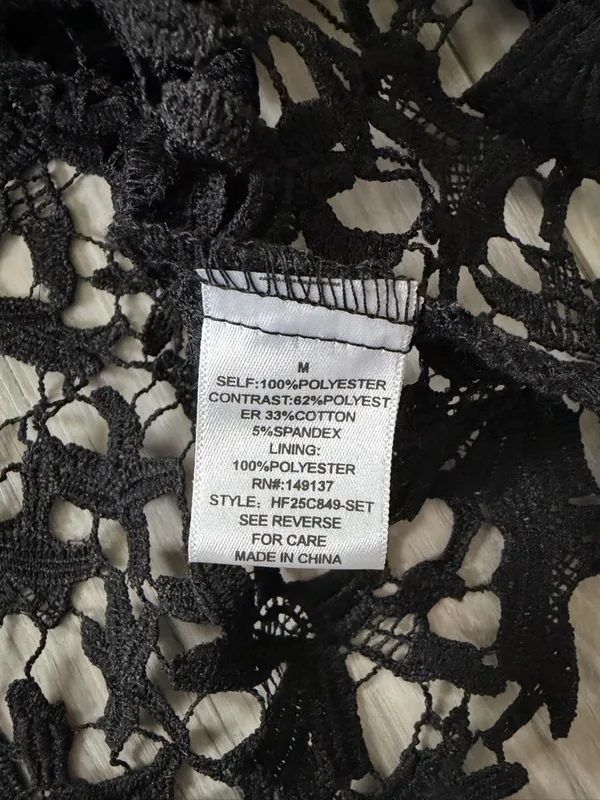 NWT- HYFVE Ramona Black Indiepop Quiet Luxury Crochet Floral Top size medium - Image 9