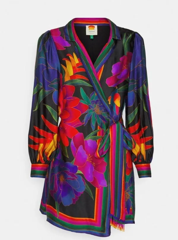 NWT Farm Rio FLOWER SEASON SCARF WRAP MINI DRESS - Day dress - Image 6