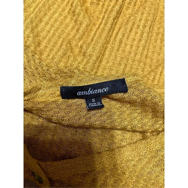 Ambiance Oversized small Long Sleeve Waffle Knit Crop Top Scoop Neck - Image 7